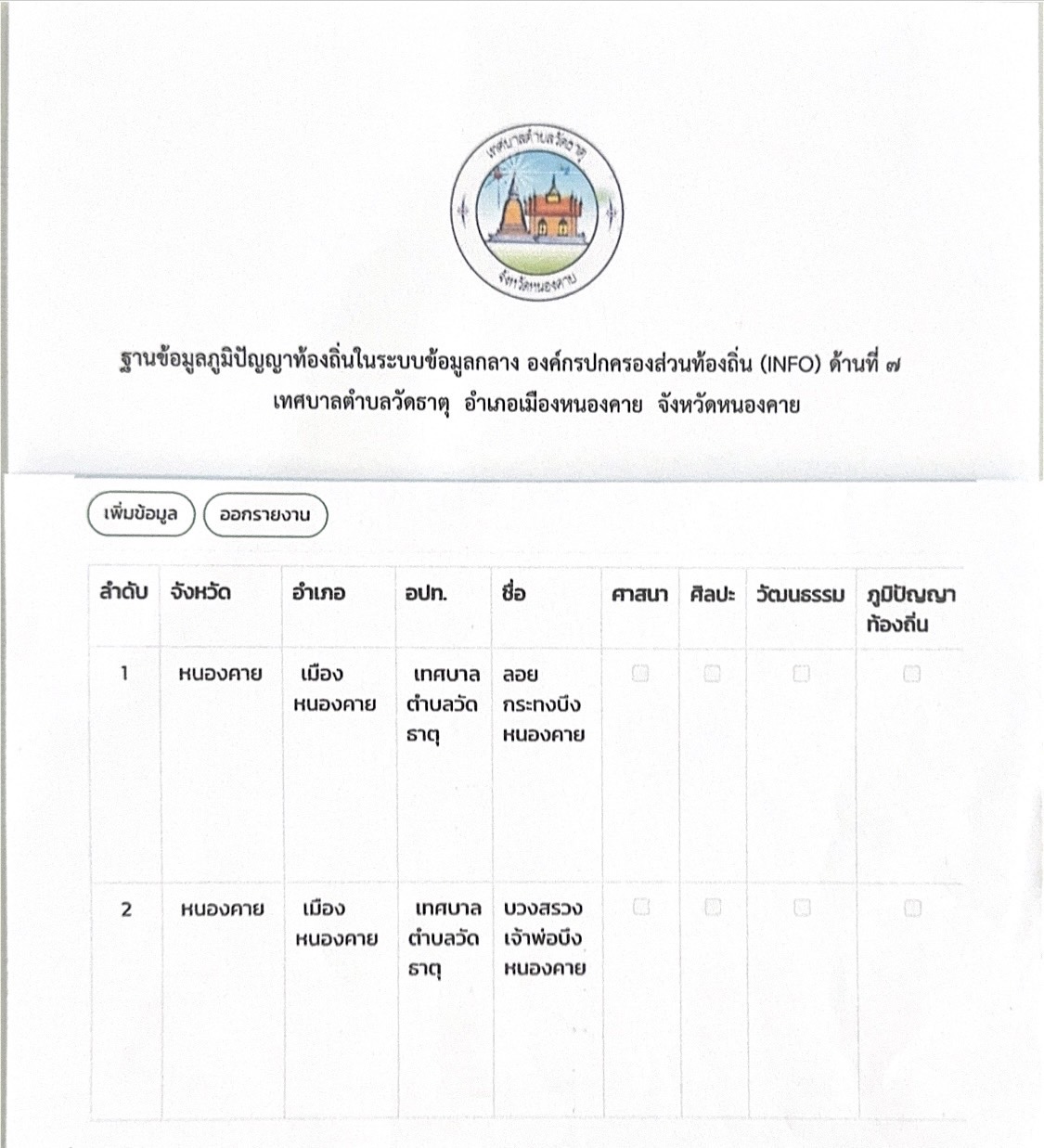ข้อมูลภูมิปัญญาท้องถิ่น